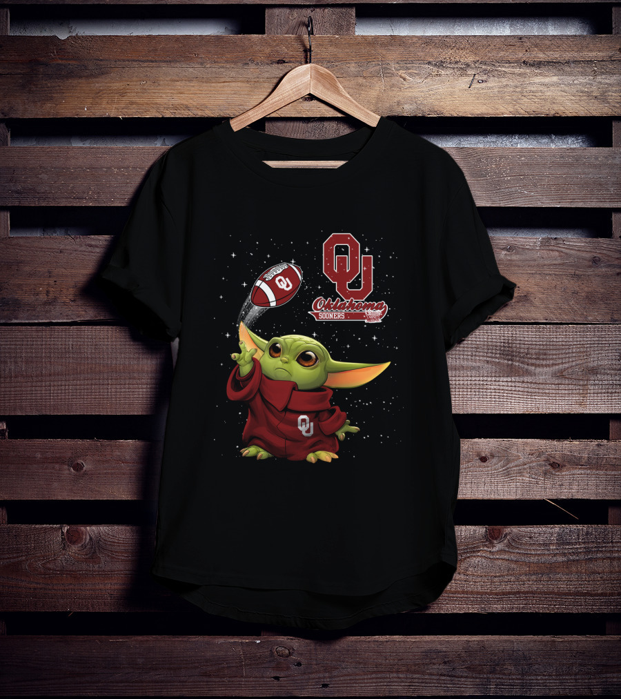 Baby Yoda Oklahoma Sooners Football Star Wars Crossover T-Shirt