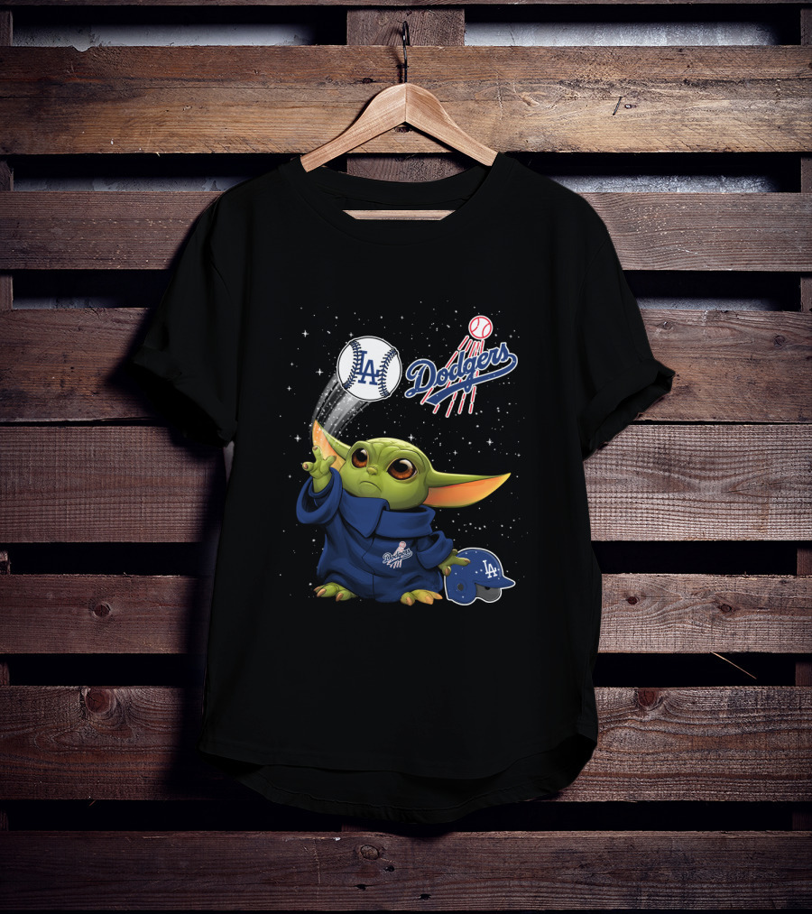 Baby Yoda Los Angeles Dodgers Baseball Force Use T-Shirt