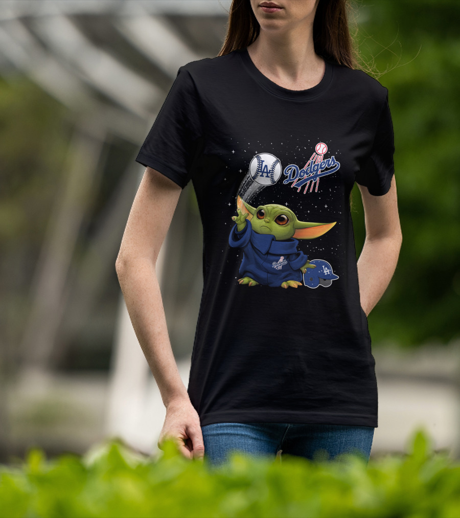 Baby Yoda Los Angeles Dodgers Baseball Force Use T-Shirt