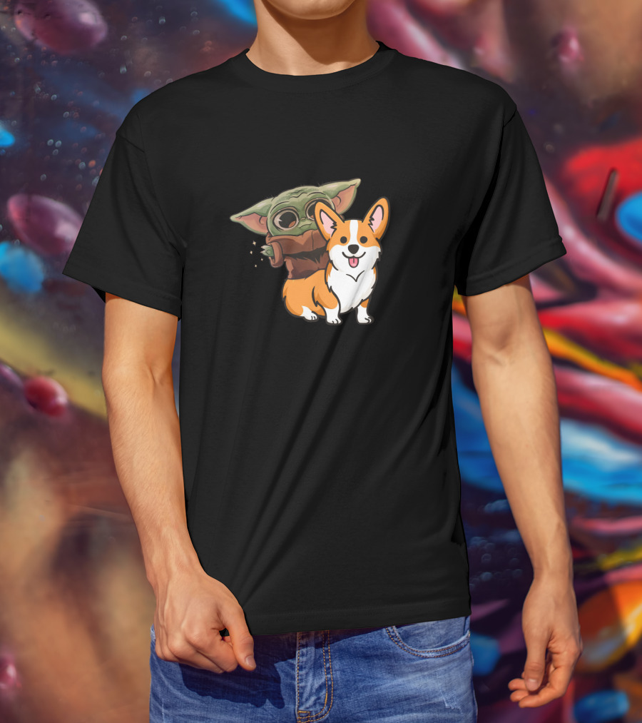 Corgi And Baby Alien Character T-Shirt