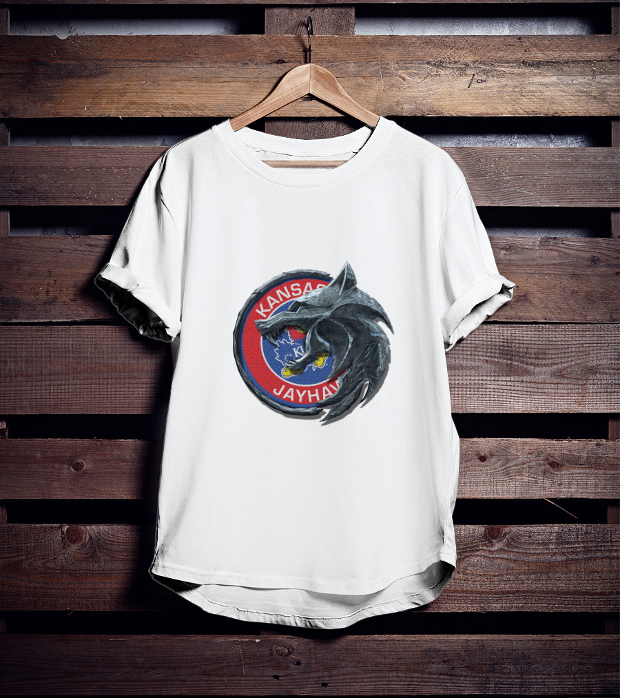 Kansas Jayhawks Emblem With Wolf Head Overlay Cht1Twnc2009 T-Shirt