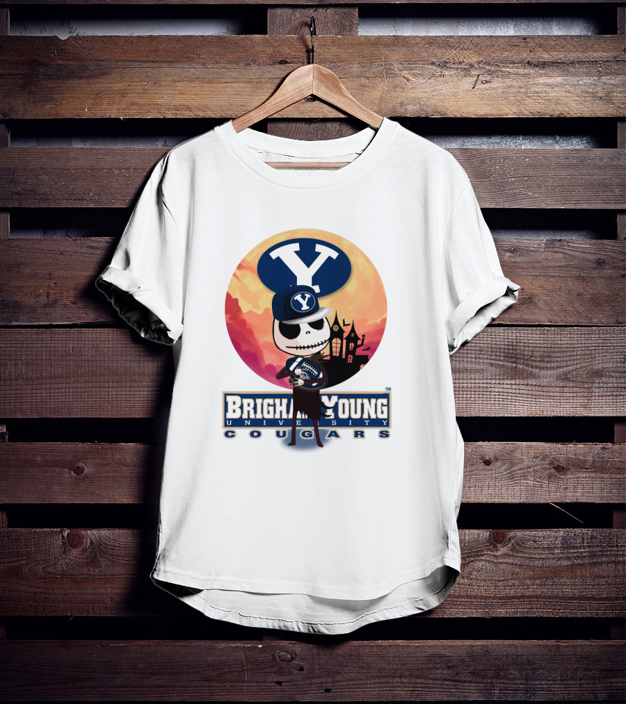 Brigham Young University Cougars Skeleton Halloween Football T-Shirt