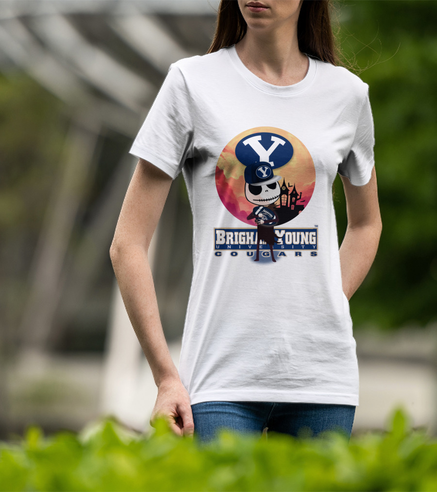 Brigham Young University Cougars Skeleton Halloween Football T-Shirt