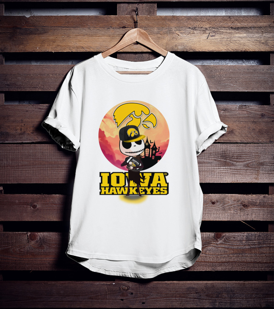 Iowa Hawkeyes Halloween Skull T-Shirt