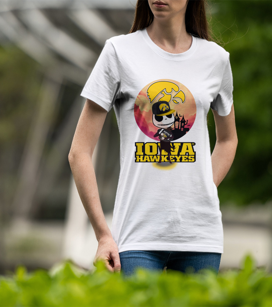 Iowa Hawkeyes Halloween Skull T-Shirt