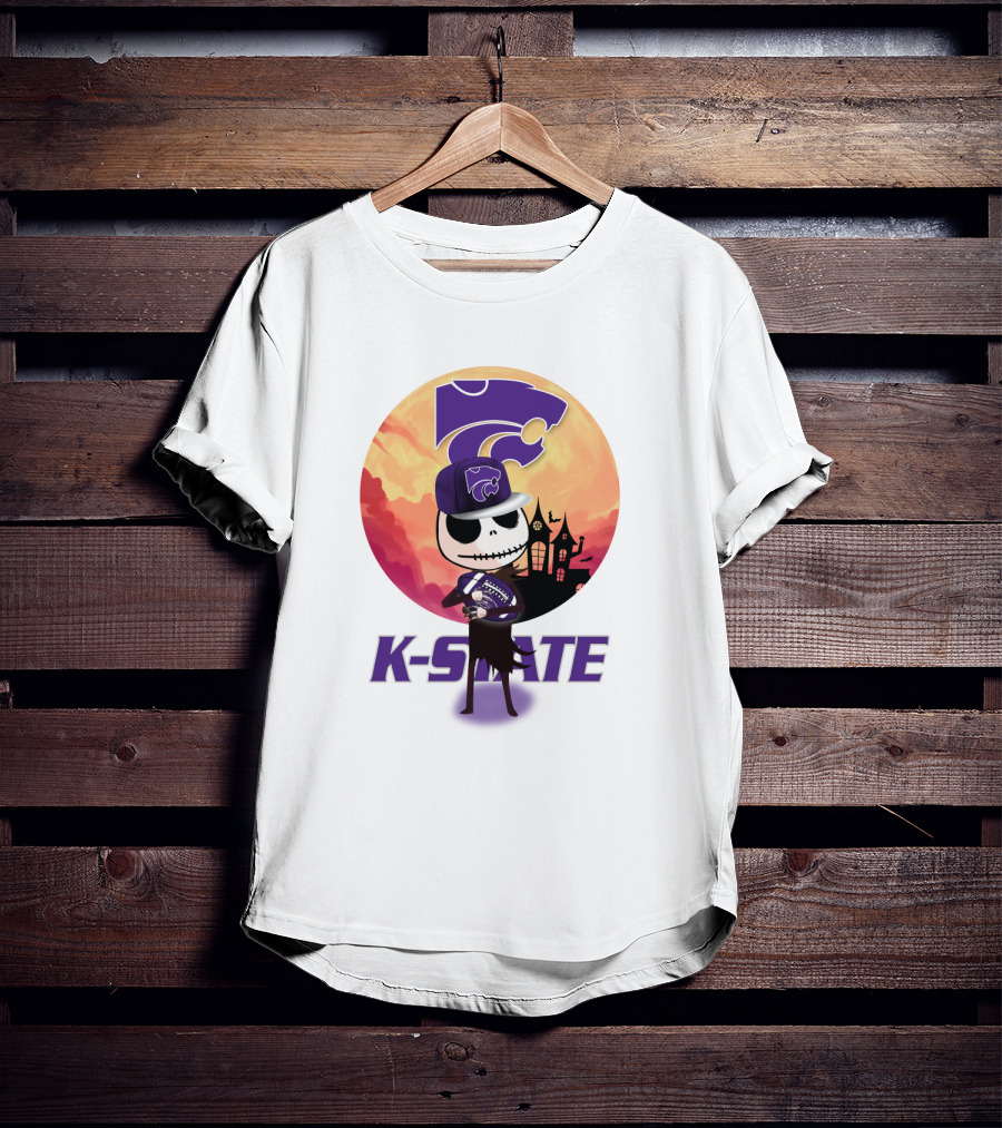 K-State Wildcats Jack-O-Lantern Halloween Sunset Scene T-Shirt