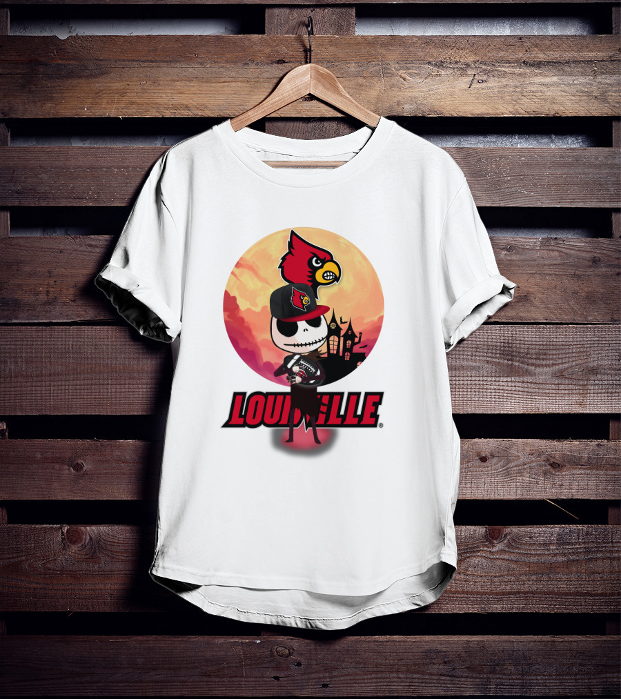 Louisville Cardinals Jack-O-Lantern Halloween Crossover Nightmare Before Christmas T-Shirt