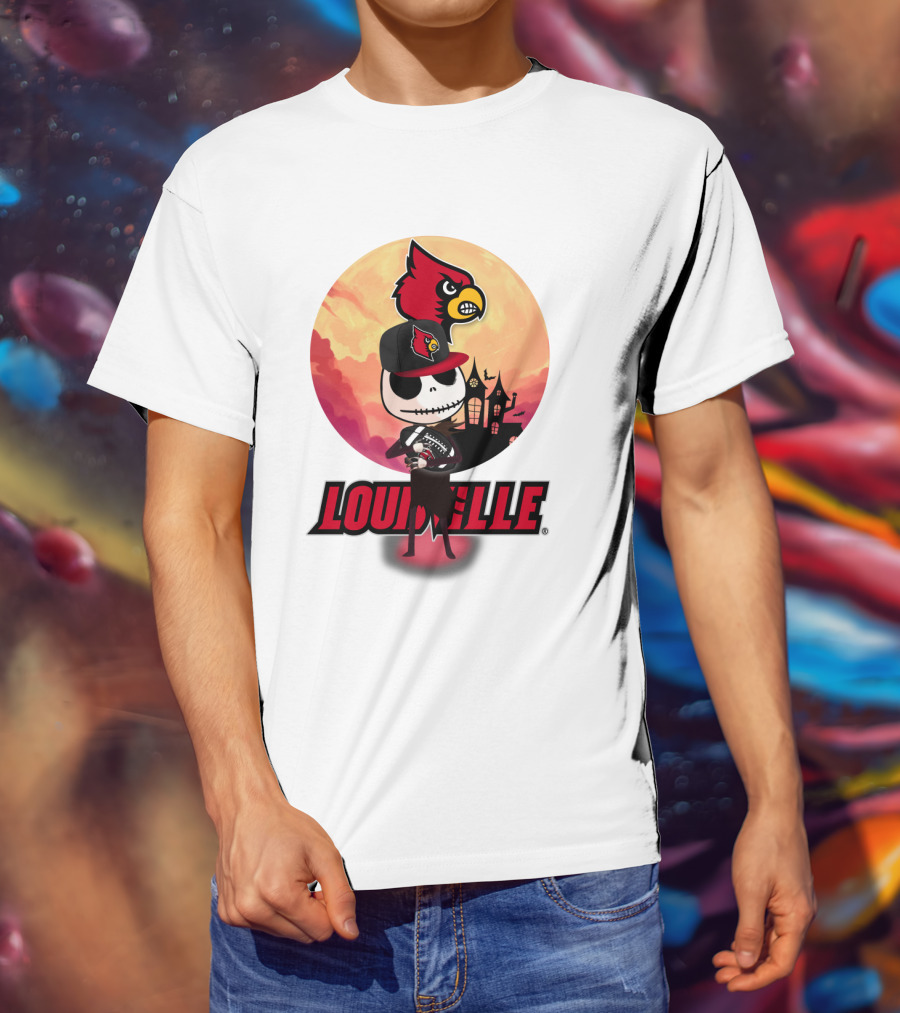 Louisville Cardinals Jack-O-Lantern Halloween Crossover Nightmare Before Christmas T-Shirt