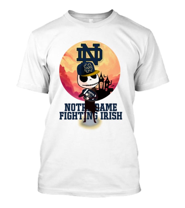 Notre Dame Fighting Irish Skull Fan With Stadium And Nd Cap T-Shirt