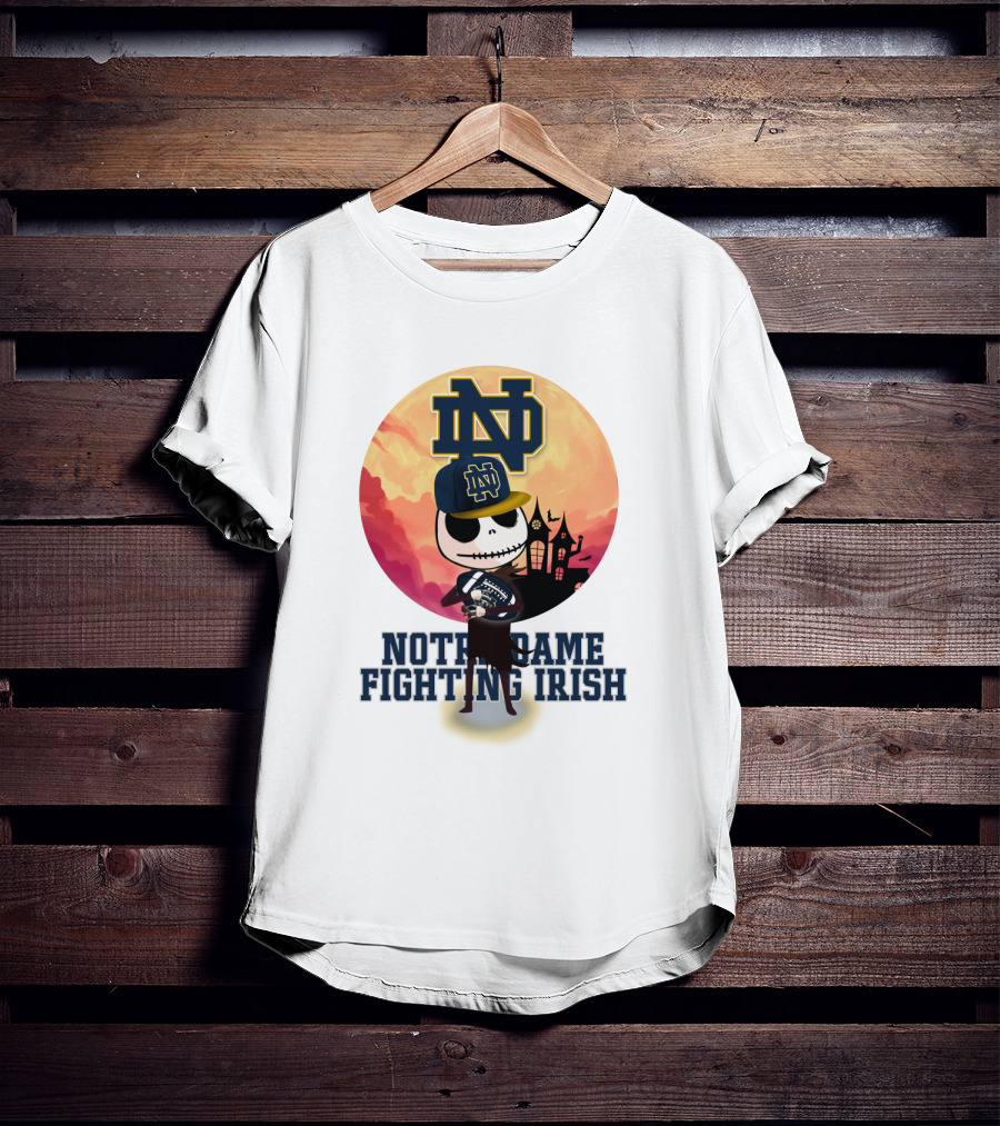 Notre Dame Fighting Irish Skull Fan With Stadium And Nd Cap T-Shirt