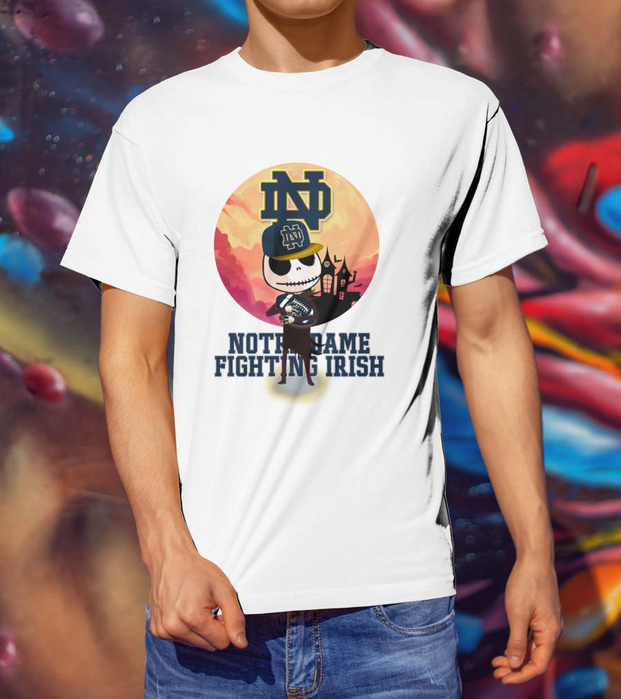 Notre Dame Fighting Irish Skull Fan With Stadium And Nd Cap T-Shirt