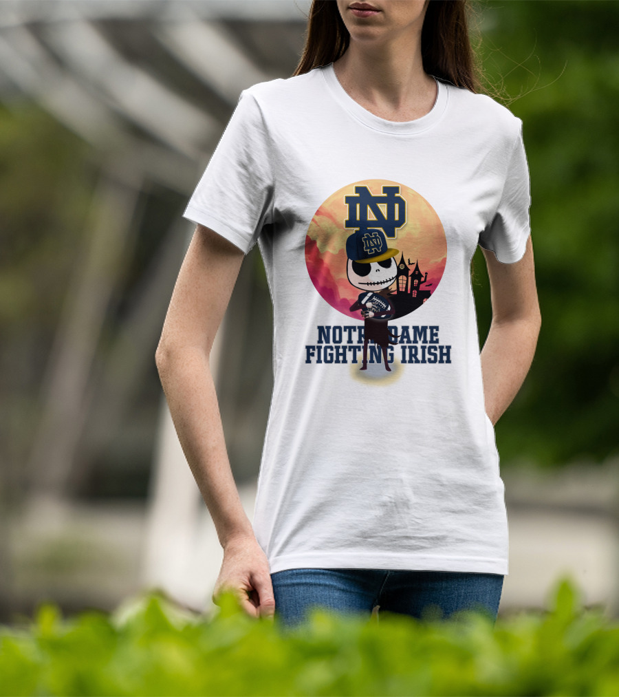 Notre Dame Fighting Irish Skull Fan With Stadium And Nd Cap T-Shirt