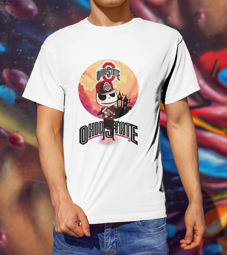 Ohio State Skeleton Character With Hat And Scarf T-Shirt