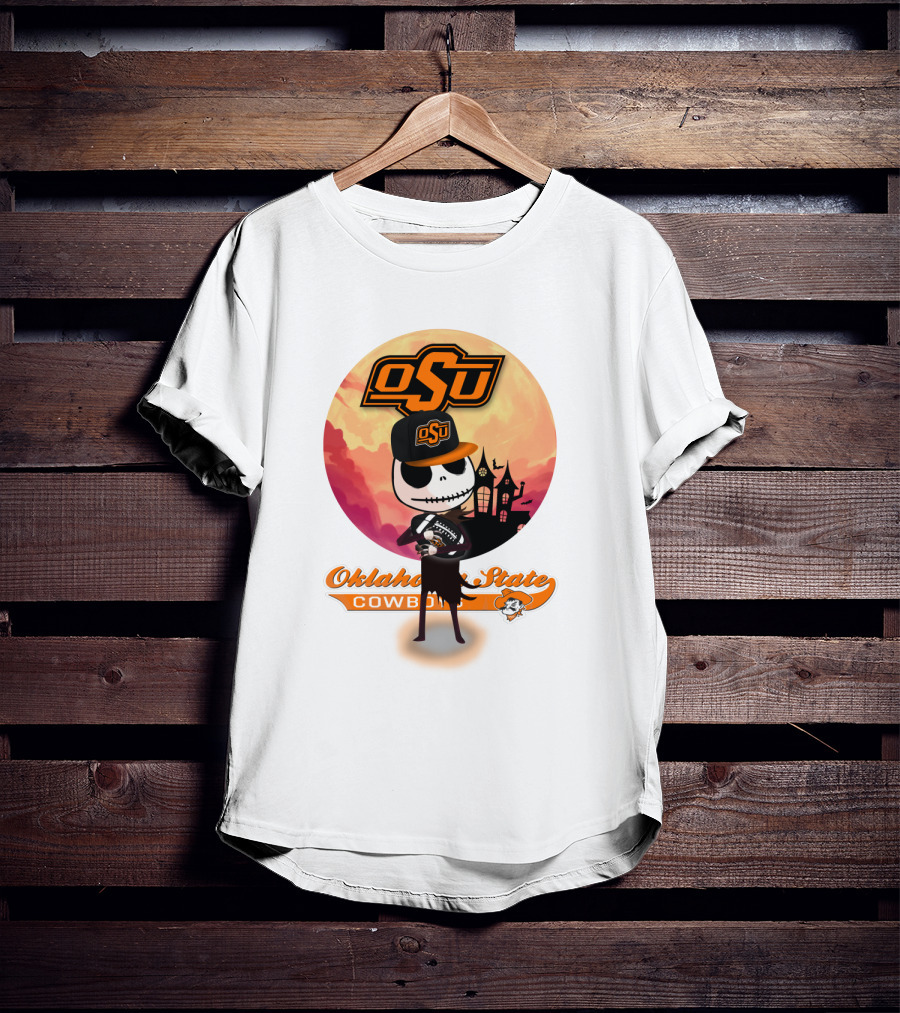 Osu Oklahoma State Cowboys Halloween Character Football T-Shirt