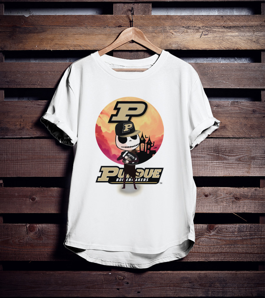 Purdue Boilermakers Skeleton Football Halloween T-Shirt