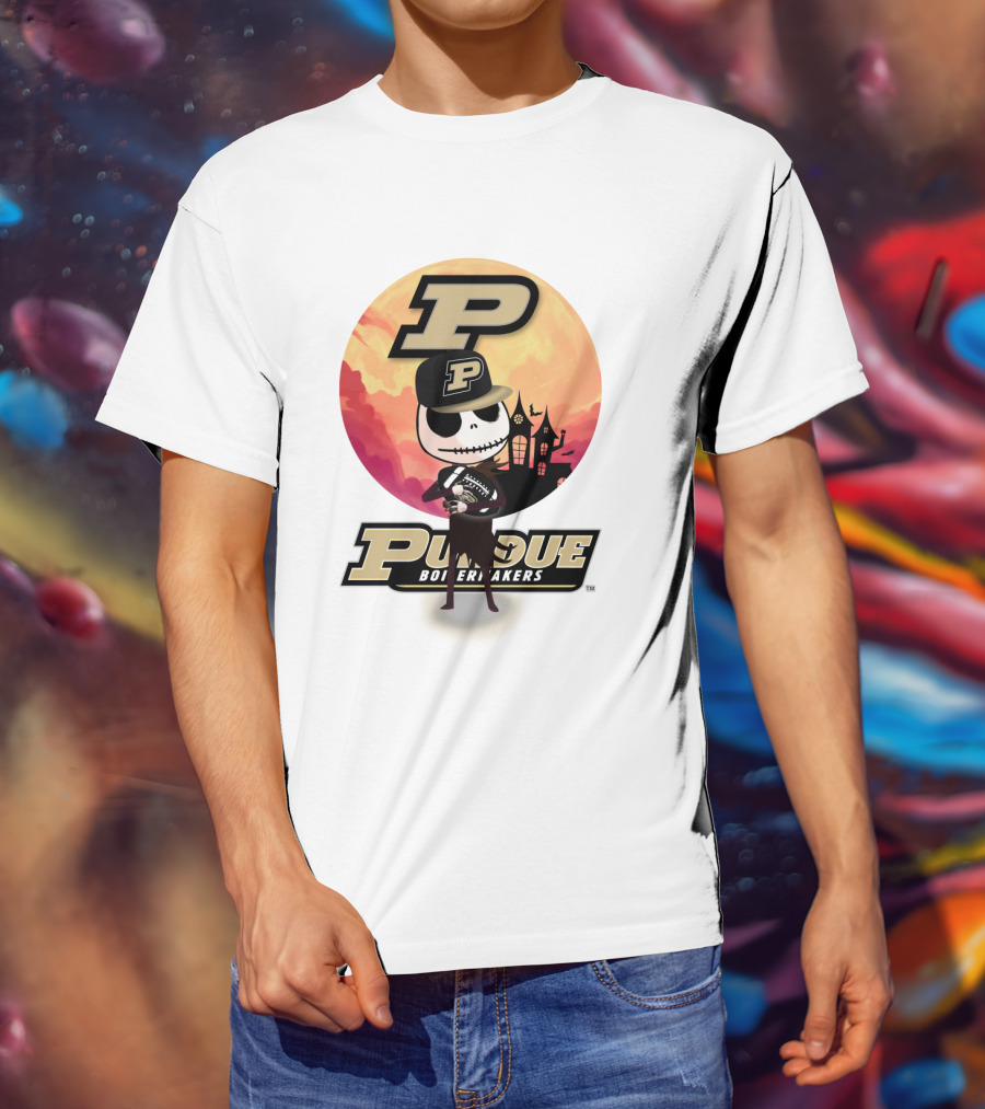 Purdue Boilermakers Skeleton Football Halloween T-Shirt