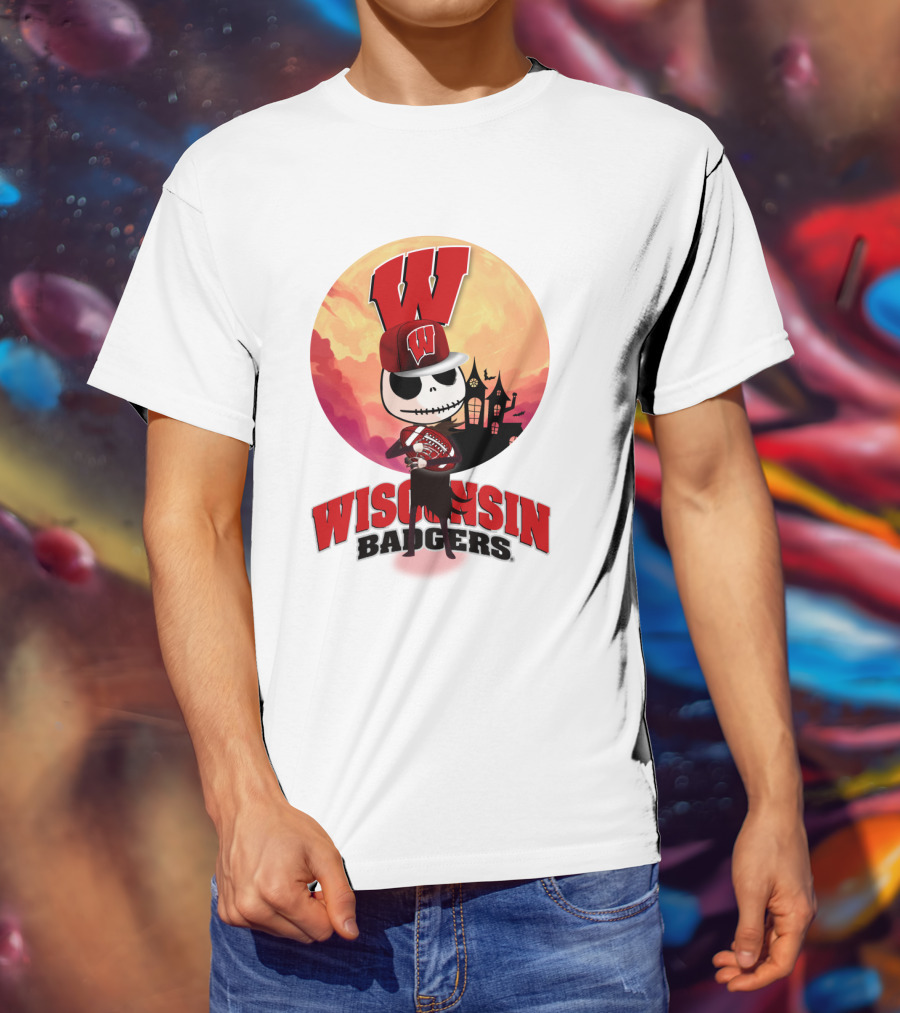 Wisconsin Badgers Halloween Skeleton T-Shirt