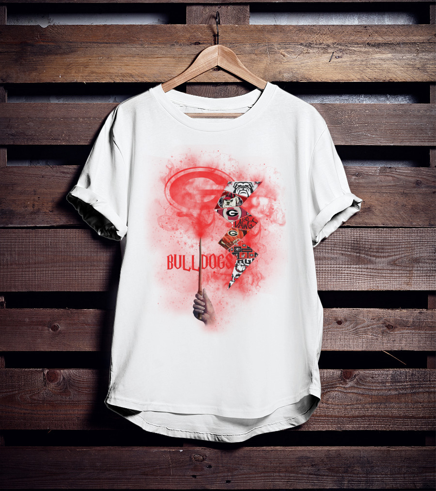 Georgia Bulldogs Logo 60 Dawgs Hand Holding Red Smoke Wand T-Shirt