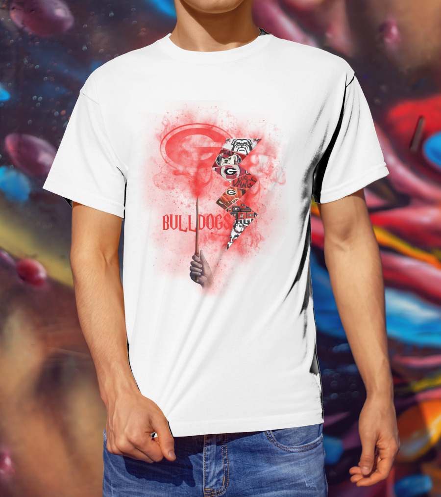 Georgia Bulldogs Logo 60 Dawgs Hand Holding Red Smoke Wand T-Shirt