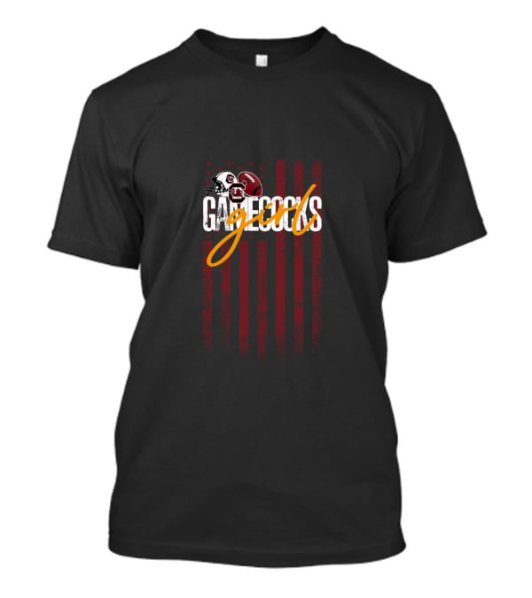 Gamecocks Football Flag Helmet Stars Stripes T-Shirt