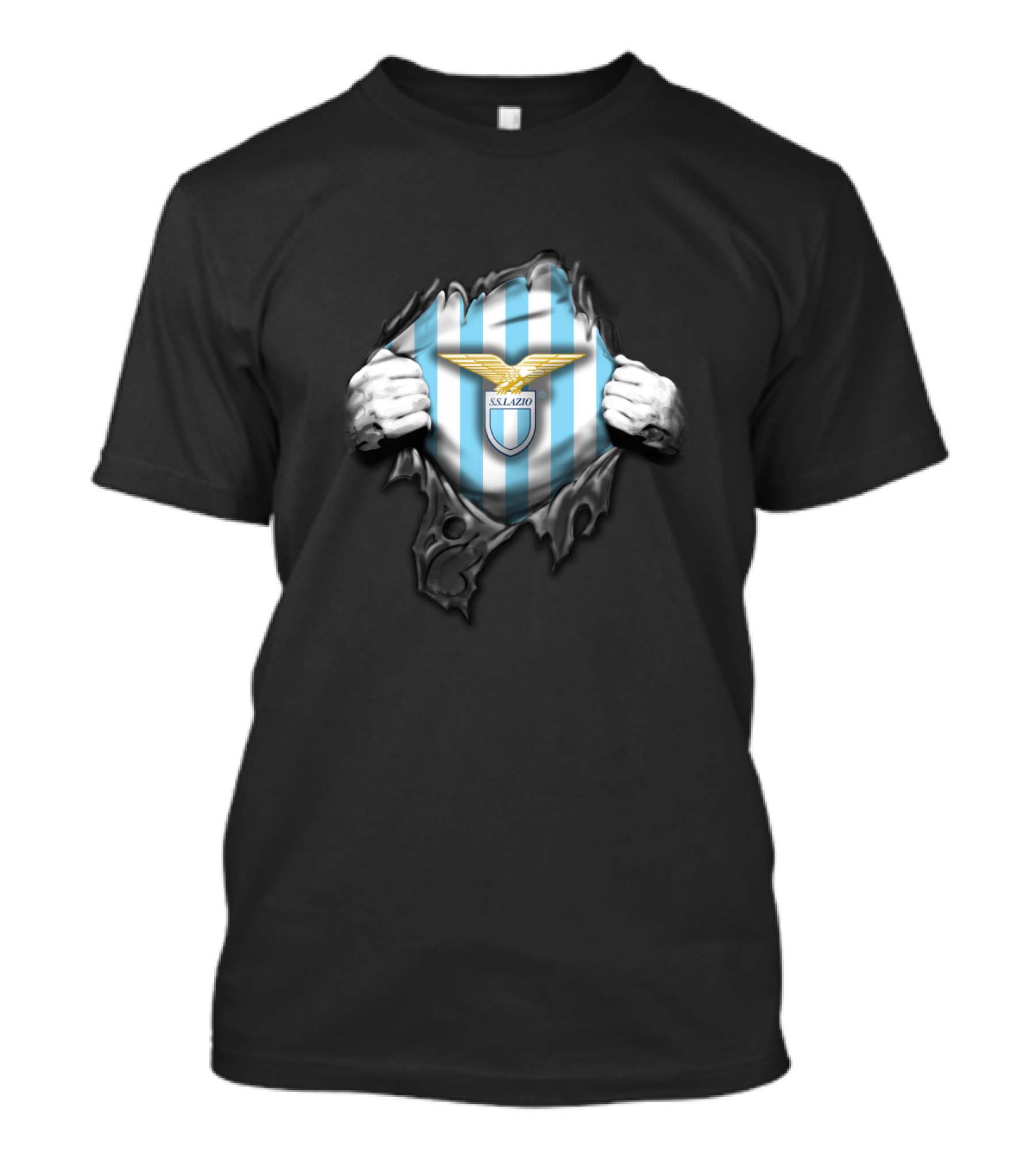 Ss Lazio Eagle Emblem On Blue Striped Background Ditsa1004-Lazio T-Shirt
