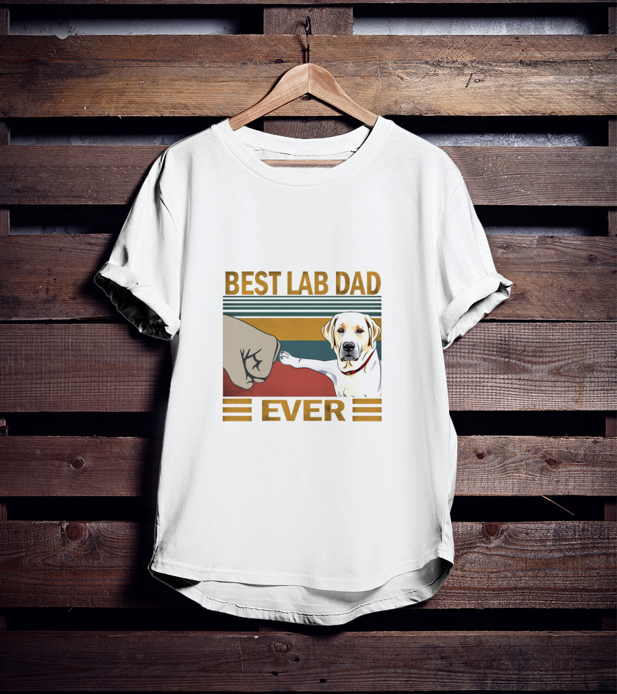 Best Lab Dad Ever Fist Bump With Yellow Labrador Retriever T-Shirt