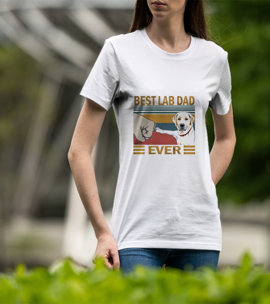 Best Lab Dad Ever Fist Bump With Yellow Labrador Retriever T-Shirt