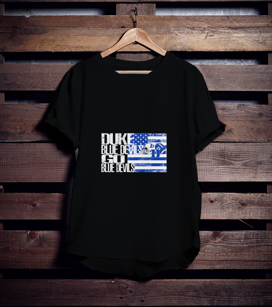 Duke Blue Devils Go Blue Devils Usa Flag Football Helmet T-Shirt