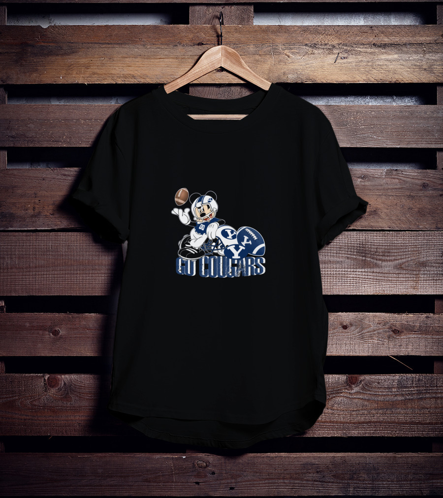 Go Cougars Football Mickey Byu Fan Gear T-Shirt