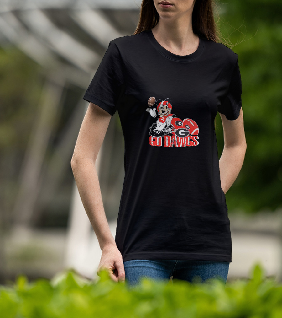 Chtnca8009 Go Dawgs Football Georgia Bulldogs Mickey Mouse T-Shirt