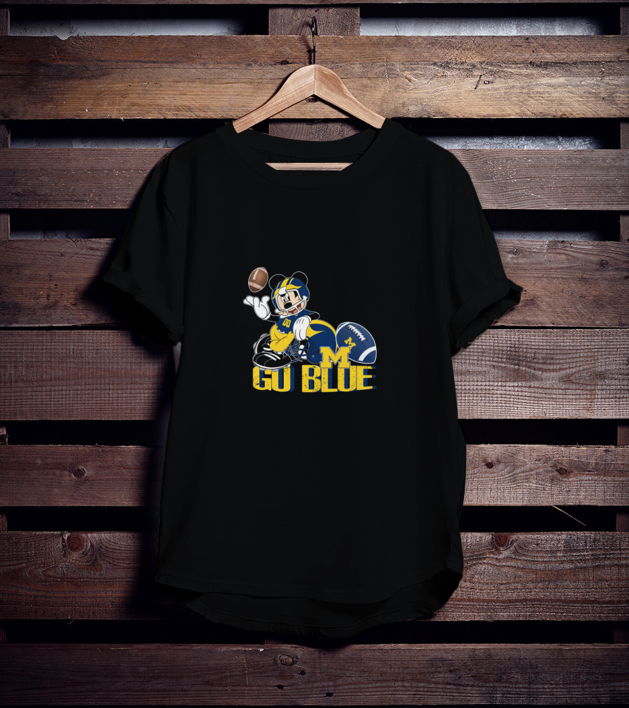 Mickey Mouse University Of Michigan Go Blue Football T-Shirt