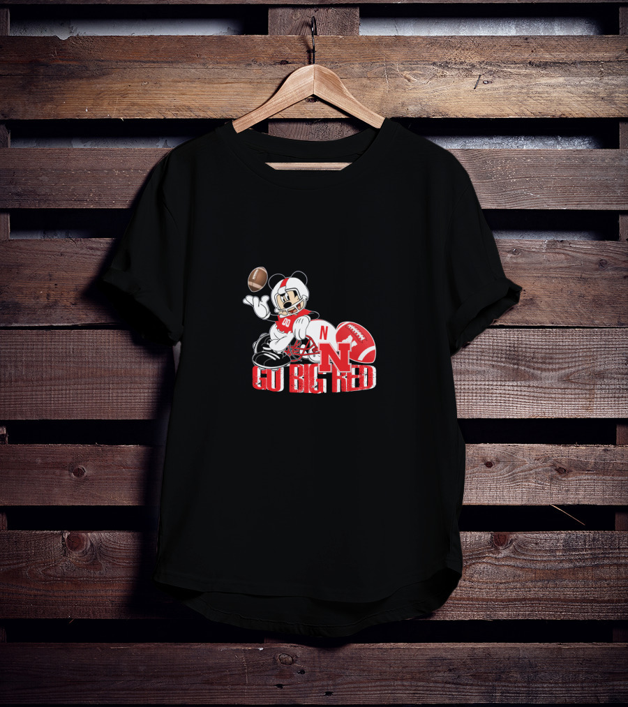 Go Big Red Nebraska Mickey Football T-Shirt