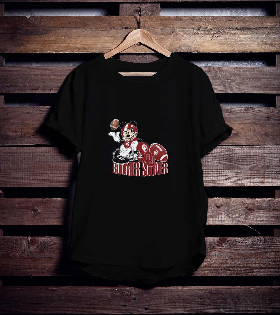 Boomer Sooner Ou Football Character Throwing Football T-Shirt