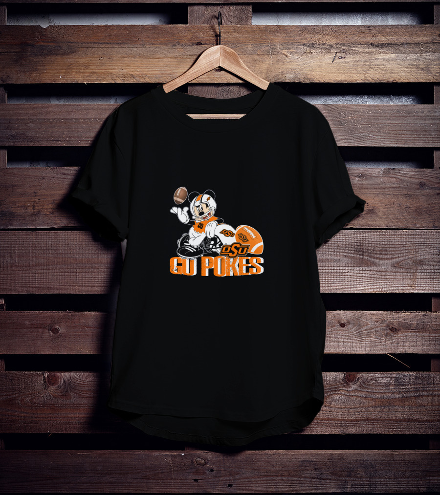 Osu Cowboys Mascot With Football Go Pokes T-Shirt