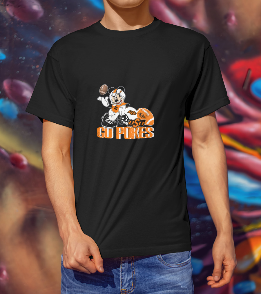 Osu Cowboys Mascot With Football Go Pokes T-Shirt