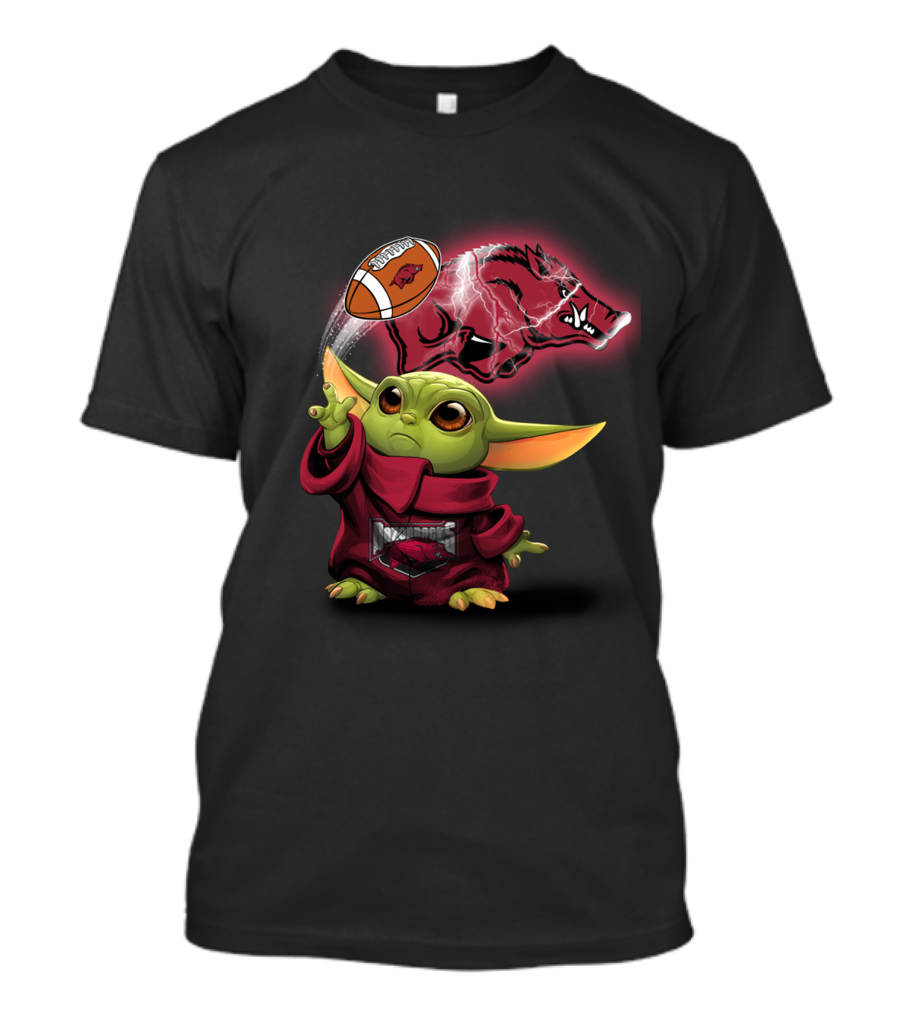 Baby Yoda Razorbacks Football Magic Charm T-Shirt