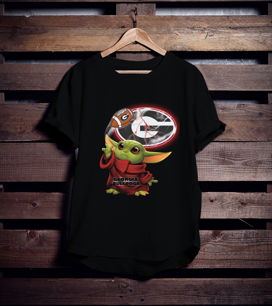 Georgia Bulldogs Football Baby Yoda Magic Force T-Shirt