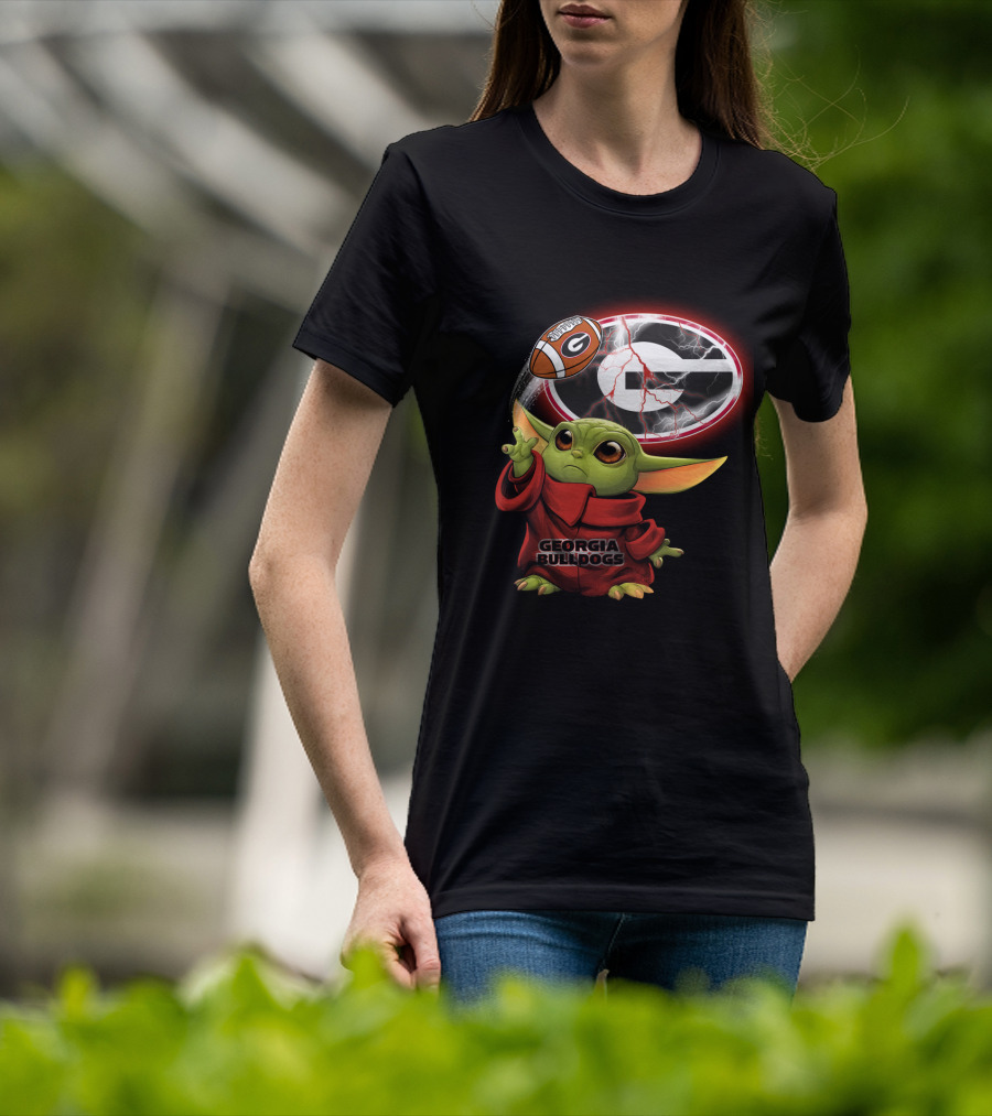 Georgia Bulldogs Football Baby Yoda Magic Force T-Shirt