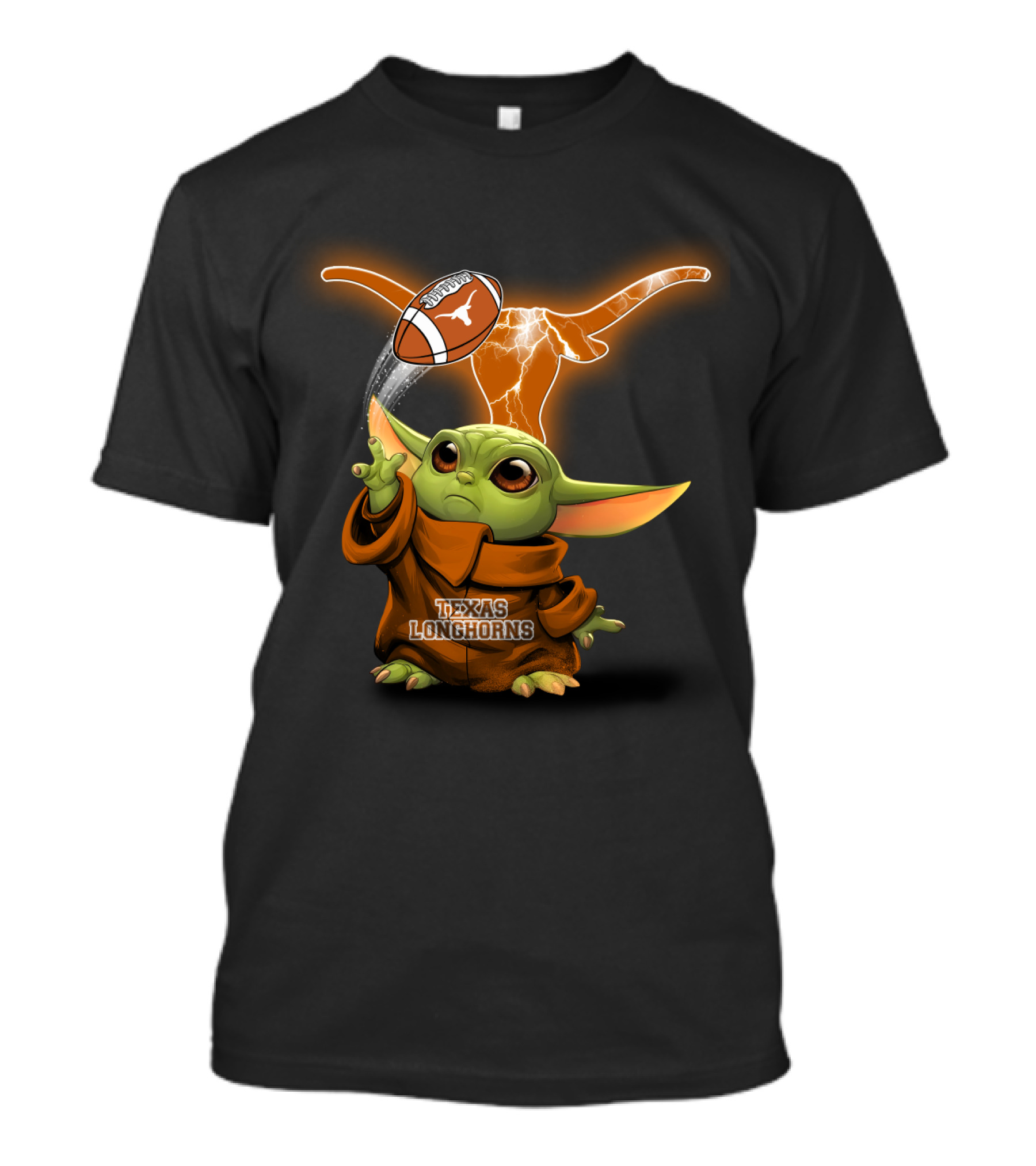 Texas Longhorns Baby Yoda Football Magic T-Shirt
