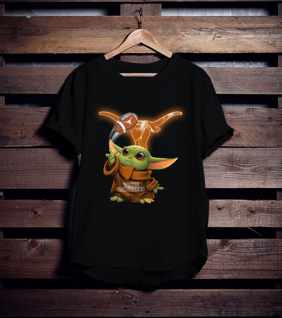 Texas Longhorns Baby Yoda Football Magic T-Shirt