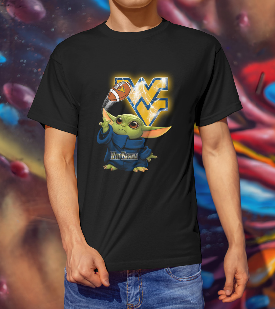 West Virginia Football Baby Alien With Wv Logo And Lightning T-Shirt