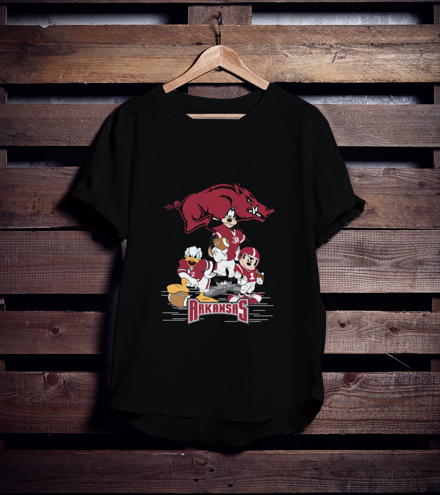 Arkansas Razorbacks Football Disney Characters T-Shirt