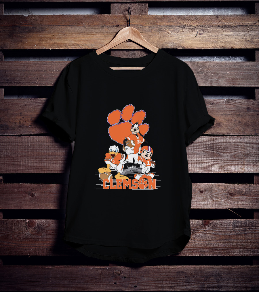 Clemson Disney Characters Football Team Mickey Donald Goofy Paws T-Shirt