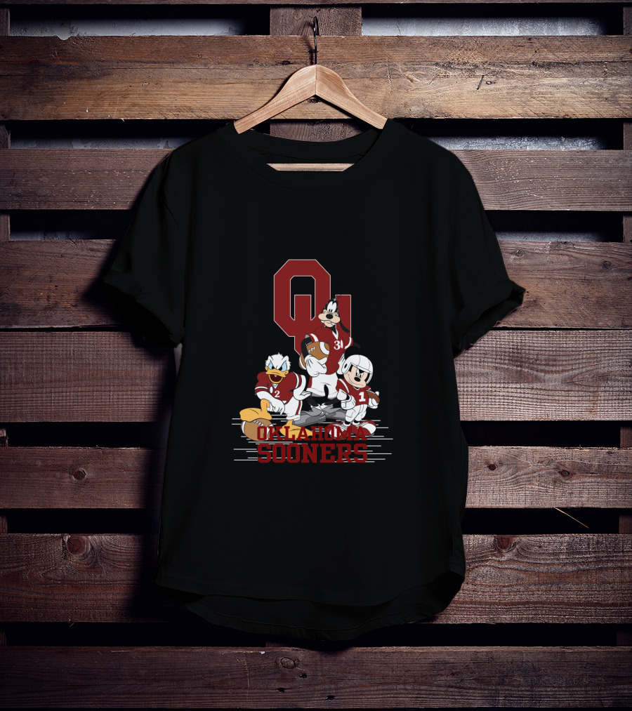 Oklahoma Sooners Disney Characters Football Team Collaboration Chtnca10012 T-Shirt