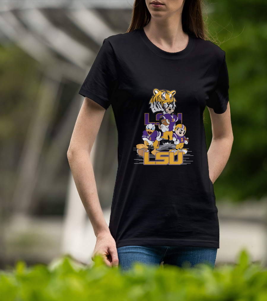 Lsu Tigers Mickey Donald Goofy Football Team Cartoon Characters T-Shirt