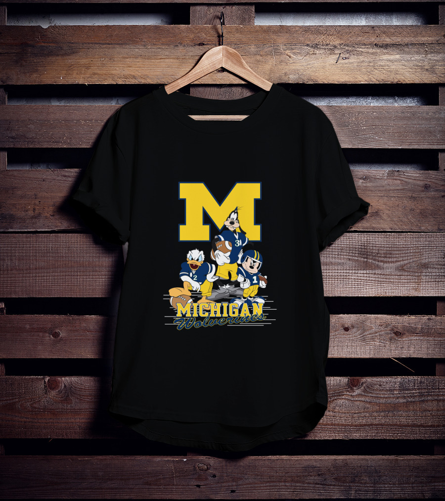 Michigan Wolverines Donald Mickey Goofy Football T-Shirt