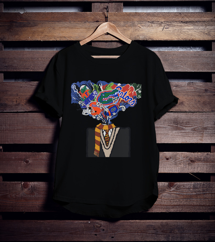 Gators Uf Football Mind-Blowing Art With Florida Team Logos And Scarf T-Shirt