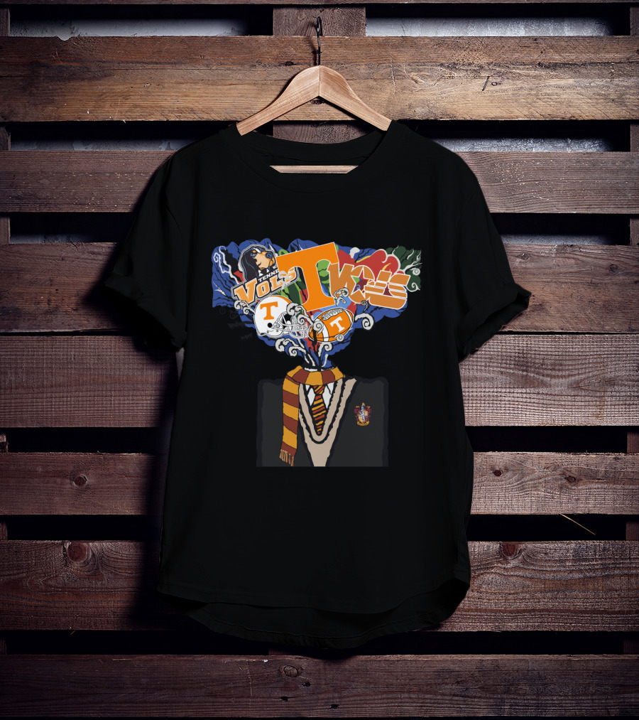 Tennessee Volunteers Helmet With Hogwarts Gryffindor Scarf And House T-Shirt