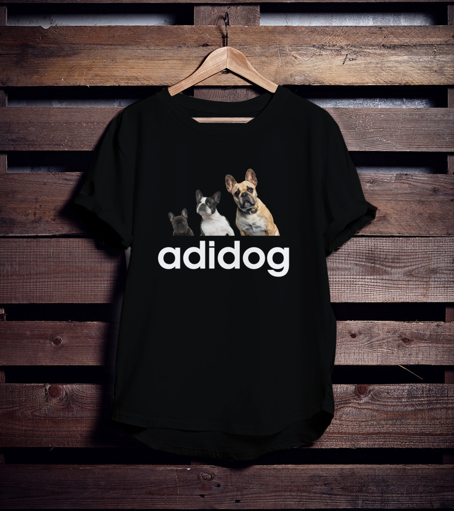 Adidog Bulldog Trio On Black T-Shirt