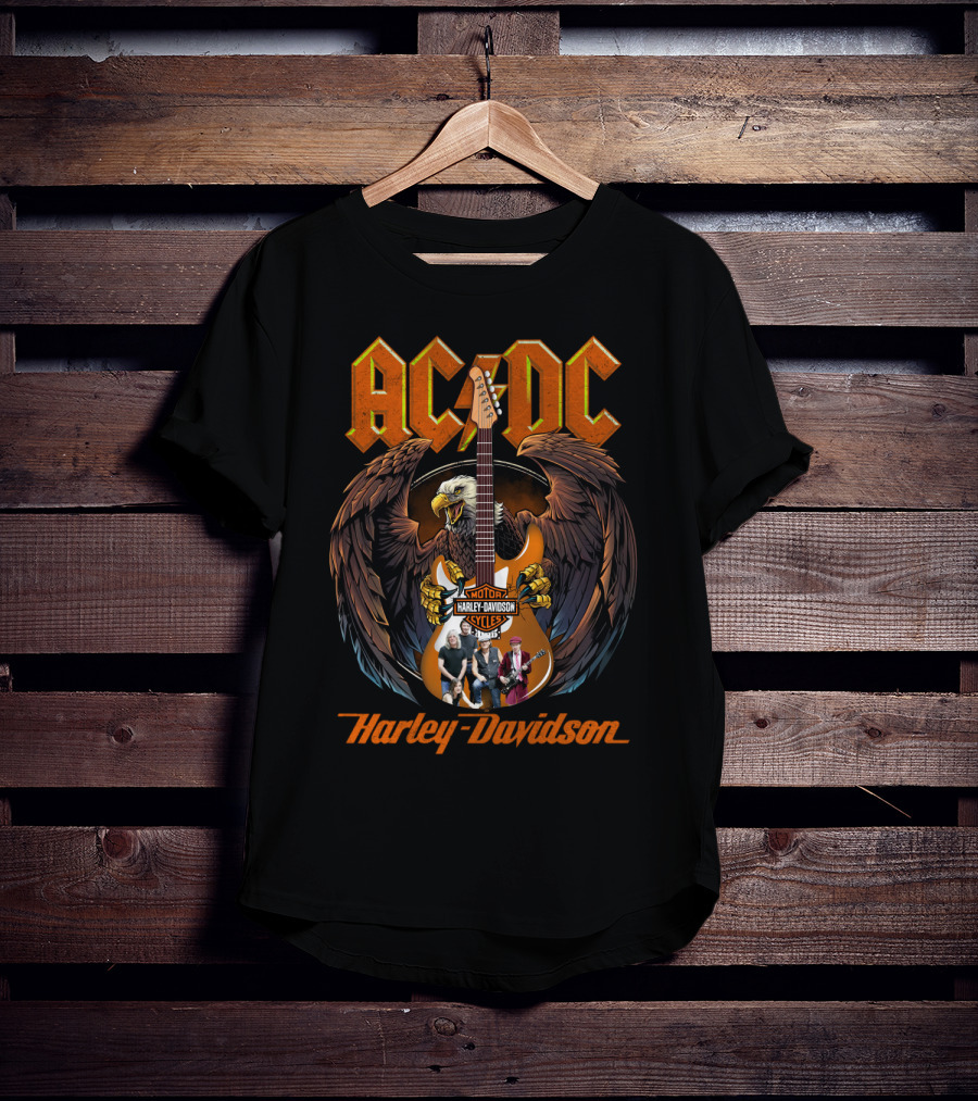 Ac Dc Harley Davidson Motorcycles Eagle Guitar Band Members T-Shirt